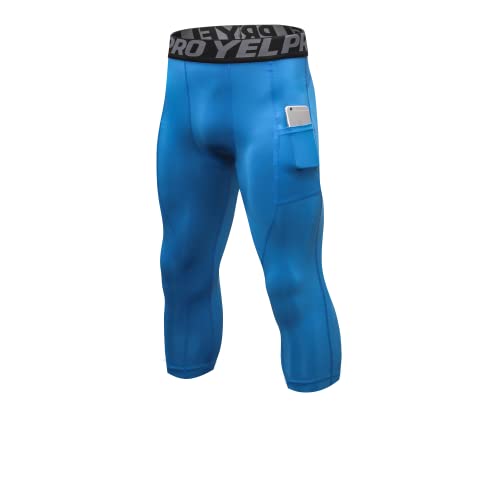 EULLA Legginsy męskie spodenki uciskowe rajstopy męskie siłownia sportowa, niebieski, XXL