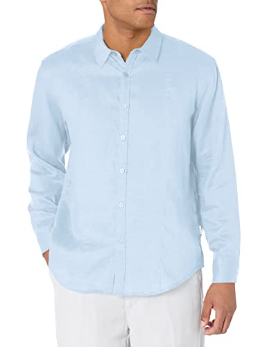 Cubavera Męska koszula z długim rękawem, 100% lniana ze szczegółami, kaszmirowa niebieska, 4XL, Cashmere Blue, 4XL