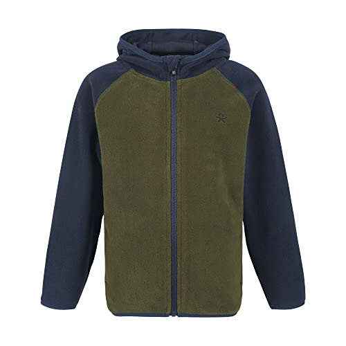 Color Kids Unisex Kids with Hood Fleece Jacket, Dark Olive, 122