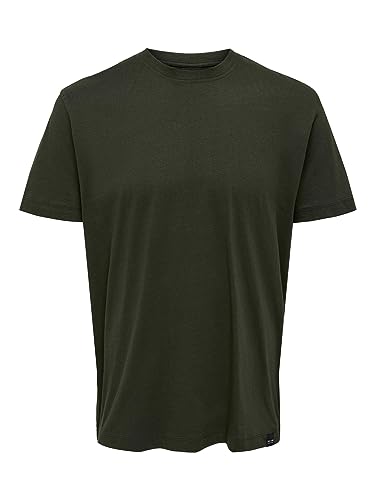 ONLY & SONS Męski T-shirt jednokolorowy, rodzynka, M