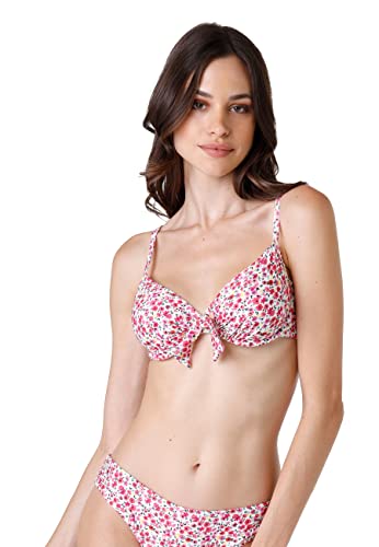 LOVABLE Kobiety Biustonosz Czapka Printed Knitted Micro, Różowy I Drukuj Kwiaty, 36 / C