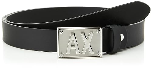 Armani Exchange Casual Leather, pasek z logo Buckle Belt, czarny, jeden rozmiar