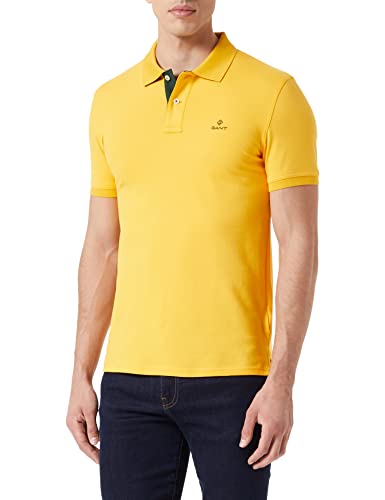 GANT Męska koszula polo Contrast Collar Pique Ss Rugger, Citrus Yellow, XS
