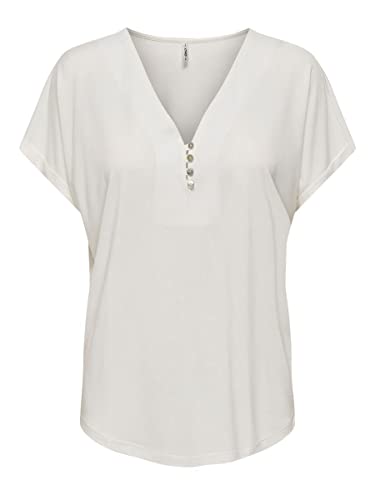 Onlfree S/S MODAL Placket TOP JRS, Cloud Dancer, M