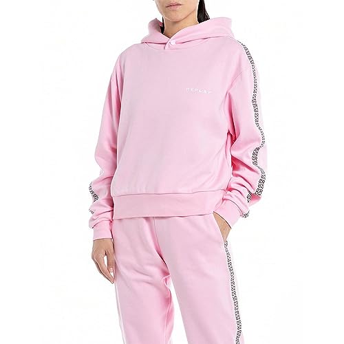 Replay Damska bluza z kapturem oversize, 666 Almond Pink, XS