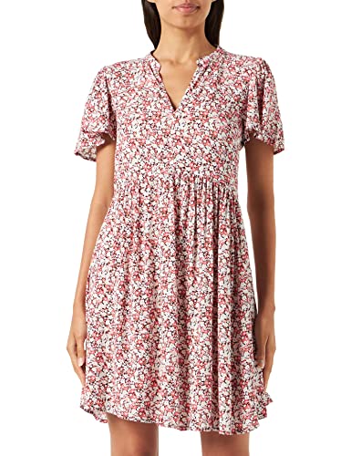 JdY Jdy Starr Life S/S Sukienka w serek Sukienka mini sukienka Wvn Noos, czarna/Aop: różowa herbata mini kwiat, 36, Czarny/Aop: różowy mini kwiat herbata, 34