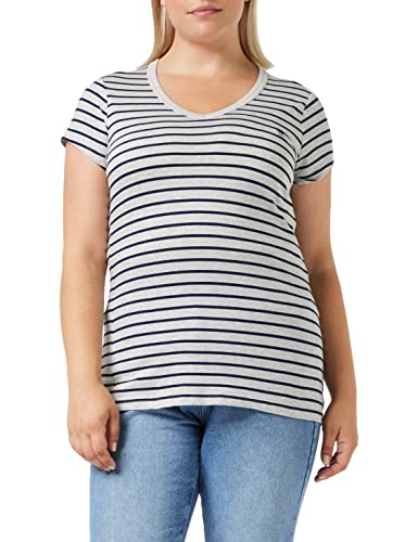 G-STAR RAW Damska koszulka Eyben Slim z dekoltem w serek, Mehrfarbig (Lt Grey Htr/ciepły pasek Sartho C483-d028), XXS