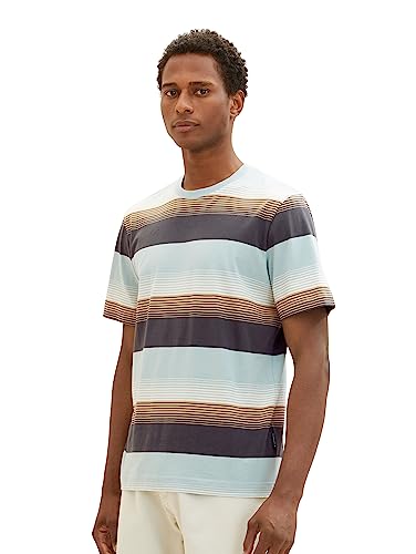 T-shirt męski TOM TAILOR w prążkowane paski, 32493-niebieski pasek z wieloma gradientami, L
