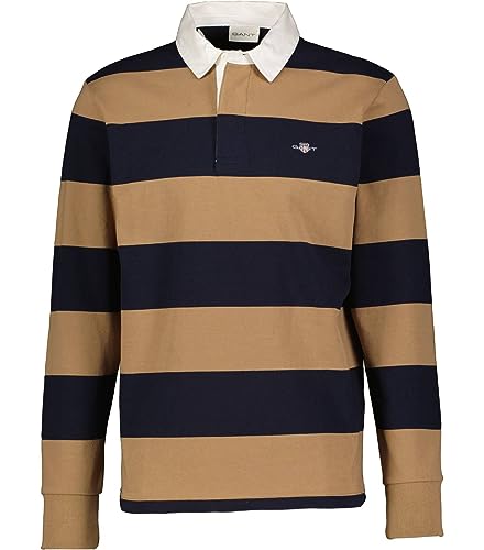 GANT Męski T-Shirt Reg Shield Barstripe Heavy Rugger, Ciepły khaki., 3XL
