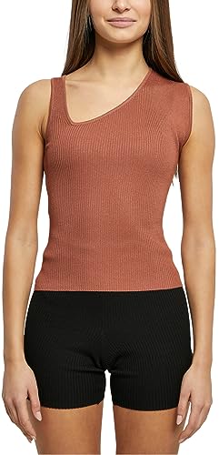 Urban Classics Damski top damski Rib Knit asymetryczny, Terracotta, M