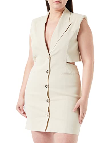 Pinko Damska szlafrok Recidivo Manteau lniana Str casualowa sukienka, C28_beżowe szkło migdałowe, UK 10, C28_beżowe szkło migdałowe, 70
