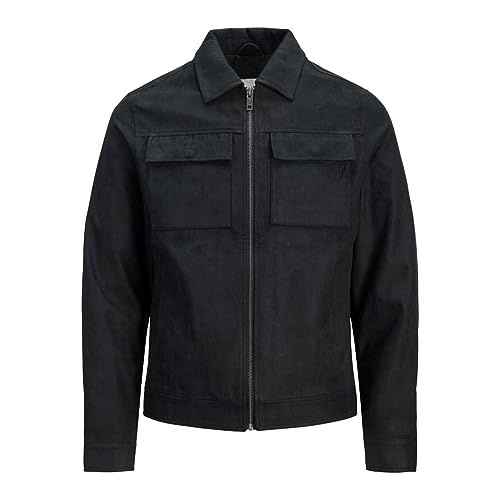 JACK & JONES Męska kurtka JJJEROCKY Payton PU NOOS kurtka skórzana, Jet Black, L, Jet Black
