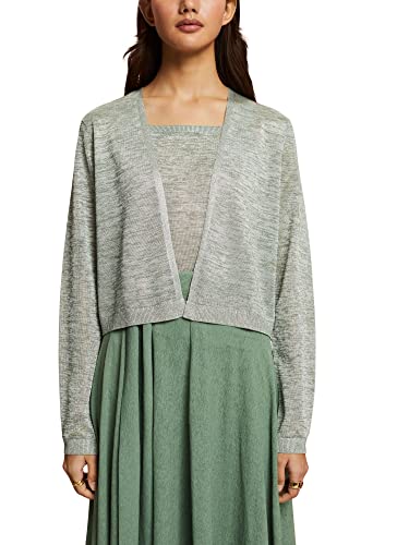 ESPRIT Collection Krótki kardigan z efektem brokatu, Pale khaki, L