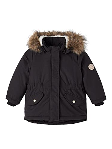 NAME IT Baby Girls NMFMACE Parka Jacket PB FO kurtka, czarna, 86, czarny, 86 cm