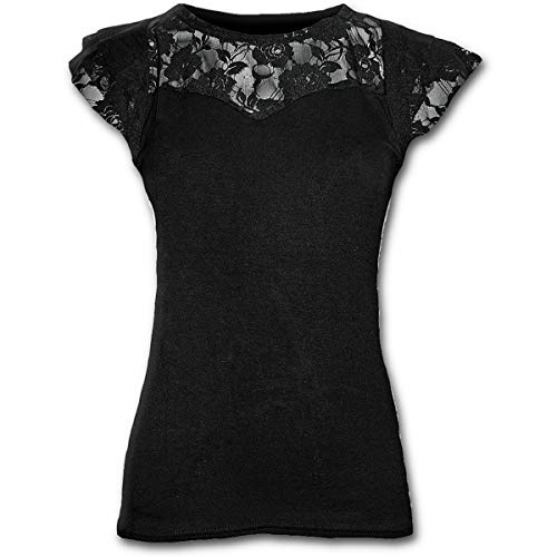 Spiral - GOTHIC ELEGANCE - Koronkowy top - warstwowy - króki rękaw - czarny - XL