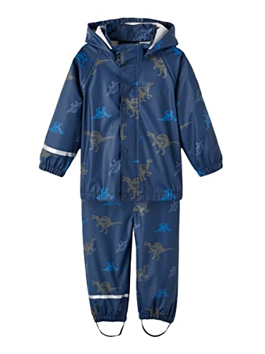 NAME IT Boy's NMMDRY RAIN zestaw Dino FO kurtka przeciwdeszczowa, niebieski Insignia Blue, 92, niebieski (Insignia Blue), 104
