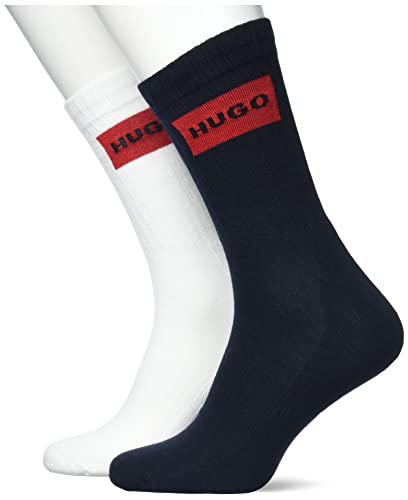 HUGO Męskie krótkie skarpety 2P QS RIB LAB COL CC dwupak z logo, Dark Blue401, 35-38 EU