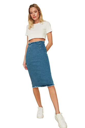 Trendyol Damska spódnica w stylu Blue Tip, niebieski, 42