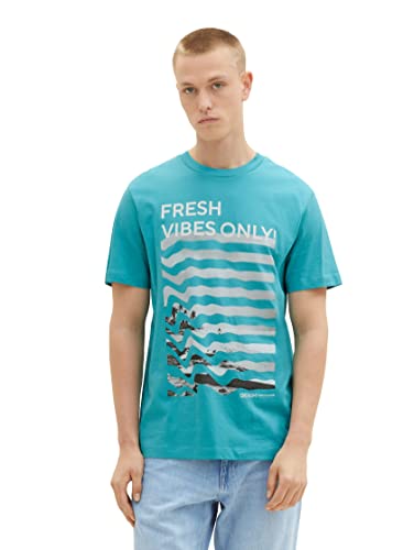 TOM TAILOR Denim Koszulka męska 1036470, 31044-Deep Turquoise, XL, 31044 – głęboki turkus, XL