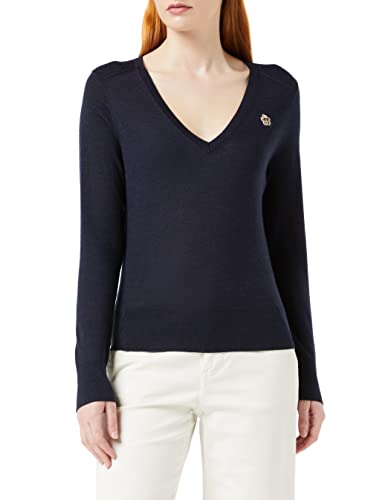Ted Baker Damski sweter WMK-ABIYGAL-Merino Edit z dekoltem w serek sweter, granatowy, 4 (UK4)