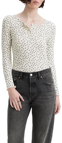 Levi's Damski sweter z długim rękawem Henley Dry Goods, Jane Floral Chasm Blue, XS