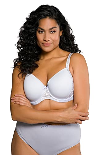 Ulla Popken Damski biustonosz z fiszbinami Larissa, Softcups, koronka BHS, Windmill Blue, 95C