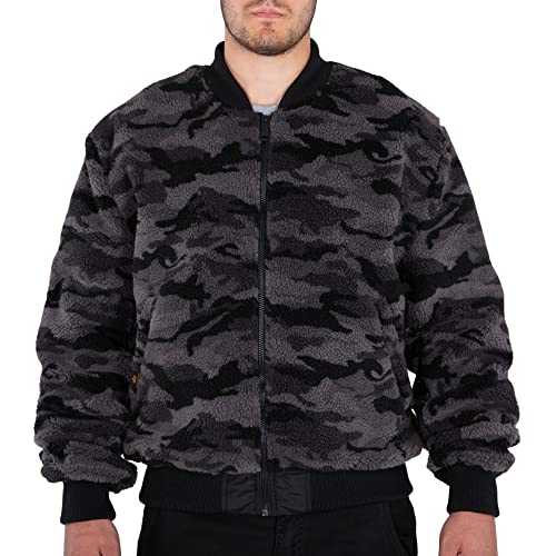ALPHA INDUSTRIES Męska kurtka bomberka, czarny/czarny kamuflaż, XL