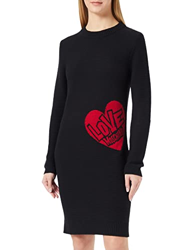Love Moschino Damska sukienka z długim rękawem z długim rękawem, czarny, 38