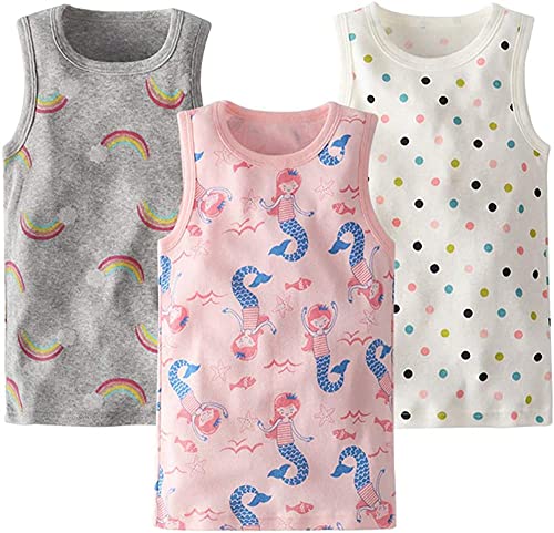 Chłopięcy tank topy dla dziewcząt, zestaw 3 sztuk, podkoszulek dla dzieci, kamizelka, bez rękawów, t-shirt, 7-8 lat, syrenka, rozm. 128, Syrena, 128