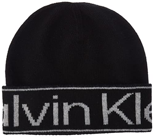 Calvin Klein Damska czapka z dzianiny Eco Reverso, Ck Black, jeden rozmiar, Ck czarny, Rozmiar uniwersalny