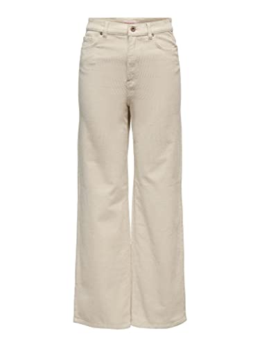 ONLY Damskie spodnie Onlhope Global Ex Hw Wide Cord PNT Highwaisted, szerokie spodnie, owsianka, 34W / 32L