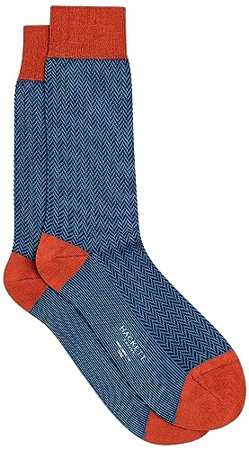 Hackett London Skarpety męskie w jodełkę, Niebieski (Horyzont niebieski), Large