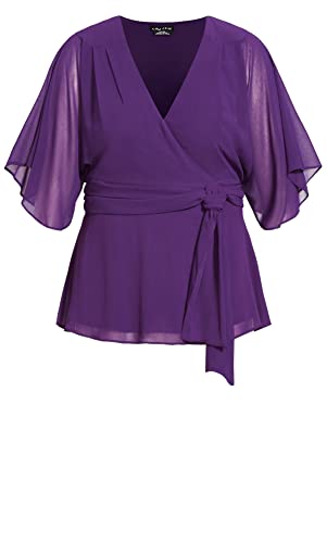 CITY CHIC Elegancka damska koszula kopertowa plus size, Petunia, 50-Du?e rozmiary