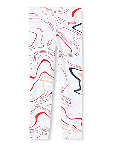FILA Legginsy dziewczęce, White Colour Waves Aop, 170/176 cm