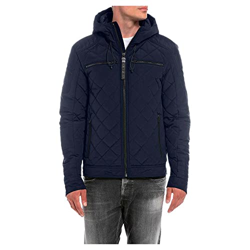 Replay Męska kurtka z kapturem, 086 BLUE, XL
