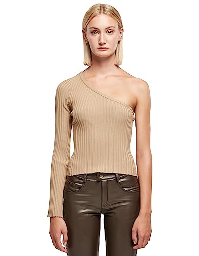 Urban Classics Panie Krótki Rib Knit One Sleeve Sweater Bluza Damska, Beżowy (Unionbeige), XS