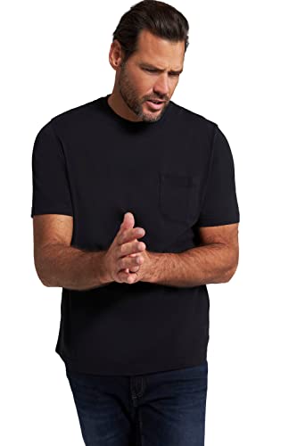 JP 1880 Męski T-shirt z kieszenią na piersi, czarny, XXL