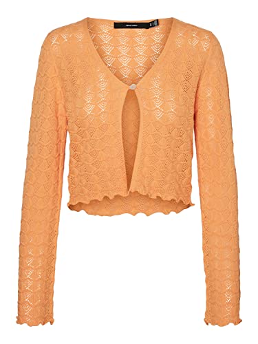 VERO MODA Damski VMLOLLIE LS Flare Sleeve V-Neck kardigan z dzianiny, Mock Orange, M, Mock Orange, M