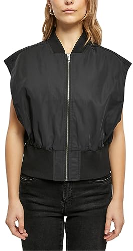 Urban Classics Damska kamizelka damska z recyklingu, krótka kamizelka bomber, czarny, XS