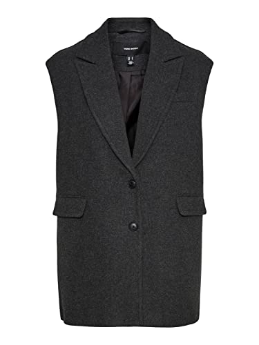VERO MODA Damski płaszcz kąpielowy VMEDNA BOOS kamizelka, ciemny szary melanż, M