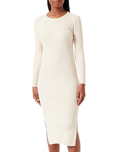 VERO MODA Damska sukienka VMGLORY Rib LS O-Neck Calf Dress GA NOOS, brzoza, M, Birch, M