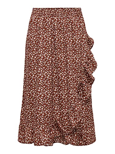 ONLY Damska spódnica Onlolivia Long Wrap WVN Noos, Henna/Aop:two Tone Flower, M