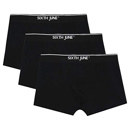 SIXTH JUNE - Zestaw 3 bokserów męskich - Elastyczna taśma - Slim Fit - 95% bawełna, 5% elastan, czarny, S