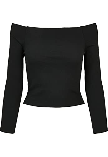Urban Classics Damska koszulka z długim rękawem Ladies Off Shoulder Rib, czarny, S
