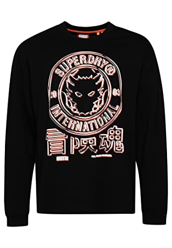 Superdry Koszulka męska z nadrukiem, Czarny, S