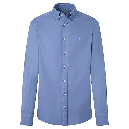 Hackett London Koszula męska Oxford barwiona odzież męska, niebieski (Oxford Blue), S
