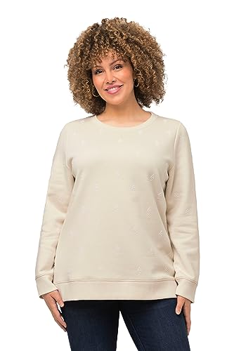 Ulla Popken Damska bluza z perłami, vanille, 50-52 duże rozmiary