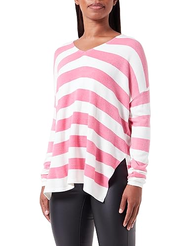 Bestseller A/S Damski sweter ONLAMALIA L/S V-Neck CC KNT, różowy Azalea Pink/Stripes:Cloud Dancer, S, Azalea Pink/Stripes:cloud Dancer, S