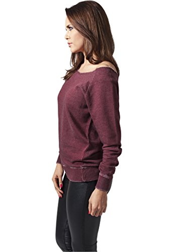 Urban Classics Bluza damska Burnout Open Edge Crew, czerwony (burgundowy 606), XS