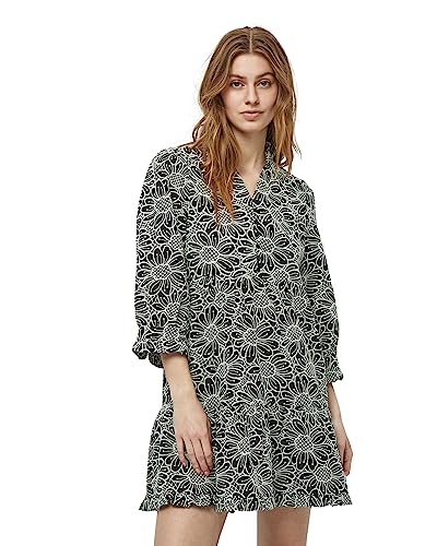 Minus Maila damska sukienka z dekoltem w serek, do kolan, haftowana sukienka, 100 Czarny, 38